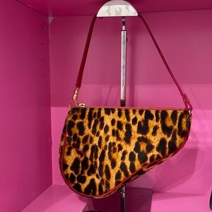 RARE Christian Dior galliano leopard print saddle